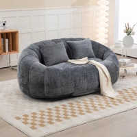 Cozy Oversized Bean Bag Sofa with 2 Matching Pillows, Soft 2-Seat Sectional Couch for Living Room and Bedroom, 145L x 95W x 63H cm, Grey(m-9)
