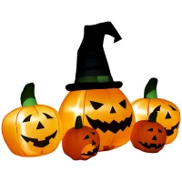 Outsunny 6ft Inflatable Halloween Large Pumpkin in Hat with Four Small Pumpkins, Blow-Up Outdoor LED Display for Lawn, Garden, Party(m-1)