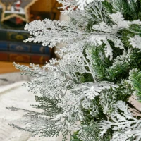 HOMCOM 7 Ft Pencil Snow Flocked Artificial Christmas Tree with Realistic Cypress Branches, Auto Open, Green(m-9)