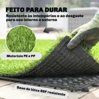 Outsunny Relva Sintética de 22 Peças Tapete Relva Artificial 30x30 cm com Altura de Relva 25 mm Drenagem Automática Verde(m-5)