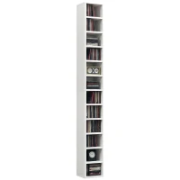 HOMCOM Rangements pour CD et DVD avec 12 compartiments, capacité max. 204 CD, 21 x 20 x 175 cm, blanc(m-12)