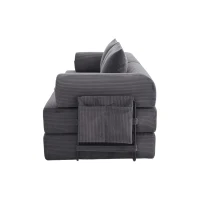 Cozy Compressible Folding Sofa with Detachable Metal Frame, Soft Modular Sectional Couch for Small Apartment, 110L x 33W x 33H cm, Dark Gray(m-14)