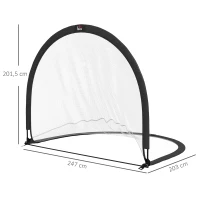 HOMCOM Lot de 2 cages de football système Pop Up avec sac de transport et piquets de fixation(m-3)