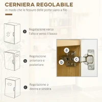 HOMCOM Dispensa da Cucina in Truciolato con Armadietti, Cassetti, Ripiani Regolabili e Appendino, 93x40x180 cm(m-7)