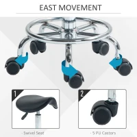 HOMCOM Salon Saddle Stool, Rolling Saddle Chair for Massage, Spa, Clinic, Beauty, Hairdressing and Tattoo, Black(m-6)