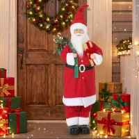 HOMCOM 4ft Singing Dancing Santa Claus, Standing Christmas Animated Santa Figure with Gift and Sack, Sound/Touch Activated(m-12)