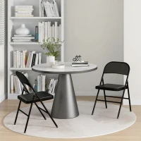 HOMCOM Conjunto de 2 Cadeiras Dobráveis com Encosto e Estrutura de Aço para Sala de Estar escritório Estúdio 45x46x78 cm Preto(m-10)