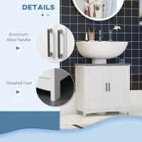 kleankin Pedestal Under Sink Cabinet with Double Doors, Modern Bathroom Vanity Unit, Storage Cupboard with Adjustable Shelves, White(m-7)