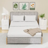 HOMCOM Juego de 2 Mesitas de Noche Estrechas Mesillas de Noche Dormitorio con 2 Cajones Frentes de Alto Brillo Blanco(m-20)