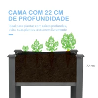 Outsunny Horta Elevada de Madeira 122,5x56,5x76 cm Mesa de Cultivo com Tecido não Tecido e 4 Orifícios de Drenagem para Cultivo de Plantas e Flores Madeira(m-6)
