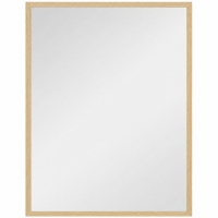 HOMCOM Miroir mural rectangulaire 90 x 70 cm, cadre en bois, idéal pour la salle de bain, salon ou chambre, naturel