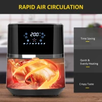 HOMCOM 4.5L Air Fryer, 8-in-1 Digital Air Fryer Oven with Rapid Air Circulation, Temp Control & Timer, Non-stick Basket, Oil-Free Cook, 1500W, Black(m-7)