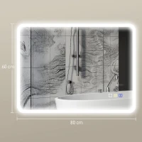 HOMCOM 60 x 80 cm Backlit Illuminated Bathroom Mirror with LED Lights and Bluetooth - Silver Tone(m-3)