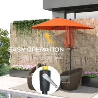 Outsunny 2m Half Parasol Umbrella - Orange(m-5)