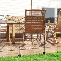 Outsunny Steel Decorative Swirls Outdoor Picket Fence Panels Set of 4, Black(m-10)