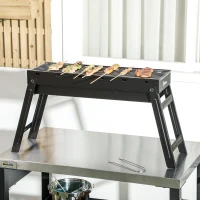 Outsunny Barbecue a Carbonella Portatile con Gambe Pieghevoli e Vassoio Estraibile, 74x20x38cm, Nero(m-10)