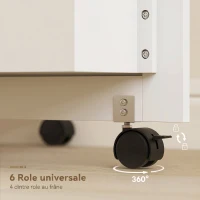 HOMCOM Masă de Cusut Pliabilă pentru Mașină de Cusut cu Rafturi, 20 Suporturi pentru Bobine, Roți Blocabile, Albă(m-7)