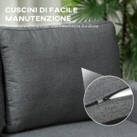 HOMCOM Divano Letto 3 Posti con Chaise e Spazio Contenitore, in Tessuto Effetto Lino, 197x129x85 cm, Grigio Carbone(m-8)