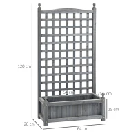 Outsunny Garden Planters with Trellis for Climbing Vines, Wood Raised Beds for Garden, Flower Pot, Indoor Outdoor, Grey(m-3)