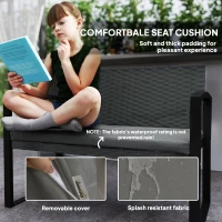 Outsunny Two-Seater Rattan Garden Bench - Light Grey(m-6)