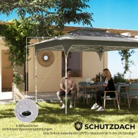 Outsunny Pavillon 3,5 x 3,5 m Wasserdicht Höhenverstellbar Pop-up Faltpavillon mit Ein-Knopf-Aufbau Doppeldach, UV 50+(m-4)