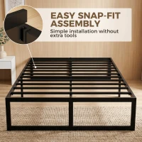 HOMCOM 4ft Small Double Bed Frame with Underbed Storage and Steel Slat Support, 32.5 cm Height, Noise-Free, Black(m-5)