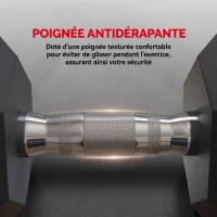 HOMCOM Ensemble d'haltères courtes, lot de 2 haltères hexagonaux recouverts de caoutchouc, acier noir(m-4)
