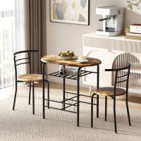 HOMCOM Three-Piece Compact Dining Set - Rustic Brown(m-10)
