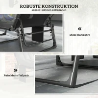 Outsunny Sonnenliege Klappbar Breite Gartenliege mit 5-fach Verstellbar Rückenlehne gepolsterter Matratze Kopfstütze Seitentasche(m-8)