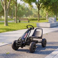 AIYAPLAY Kart à pédales Go-Kart pour enfants siège réglable pneus EVA embrayage manuel et frein 110 x 61 x 62 cm noir(m-9)