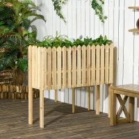Outsunny 2-in-1 Gartenzaun und Pflanzenständer, wetterfester Anstrich, Massivholz, 100 x 30 x 90 cm(m-10)
