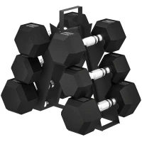 SPORTNOW Conjunto de Halteres 2x4kg 2x6kg 2x8kg com Suporte de Armazenamento para Exercício e Treino Preto(m-11)