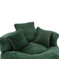 Plush Oversized Bean Bag Chair with High Back & 3 Pillows, Cozy Corduroy Floor Lounger Sofa for Living Room, 108L x 108W x 52H cm, Emerald(m-11)
