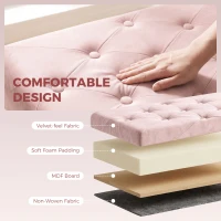HOMCOM Velvet Upholstered Foldable Ottoman Footrest, Storage Ottoman Bench with Wood Legs for Living Room, Pink(m-5)