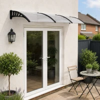 Outsunny Front Door Canopy, Outdoor Awning, 303 x 96cm Rain Shelter for Window, Porch and Front/Back Door, Clear(m-2)