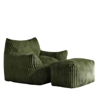 Soft Bean Bag Sofa with High-Quality Sponge and Large Armrests, Cozy Plush Lounger for Bedrooms, 103L x 90W x 70H cm, Green(m-2)