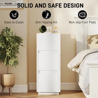 HOMCOM Slim Bedside Table, Narrow Bedside Cabinet with Open Shelf and 2 Drawers for Bedroom, Living Room, White(m-7)