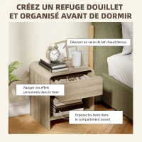 HOMCOM Lot de 2 Tables de Chevet, Compartiment Ouvert, Tiroir à Glissière Silencieuse, Style Scandinave, 40x35x45cm, Naturel(m-5)