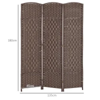 HOMCOM Paravent intérieur en bois 3 panneaux séparateur de pièce pliable pour salon chambre 135 x 180 cm marron(m-3)