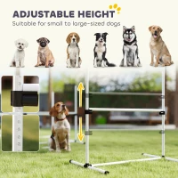 PawHut 4 Pieces Dog Agility Training Equipment, Adjustable Height Jumps Hurdle with Carrying Bag for Outdoor, White(m-4)