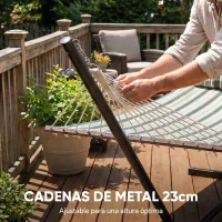 Outsunny Hamaca con Soporte Hamaca de Jardín Portátil con Almohada Desmontable Barras Separadoras 353x94x115 cm Verde(m-6)