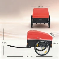 SPORTNOW Fahrradanhänger 170 Liter Fahrrad Lastenanhänger mit Kupplung Abdeckplane 51 cm Schnellspannend Luftreifen bis 40 kg(m-3)