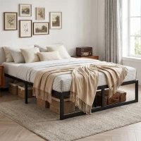 HOMCOM 4ft Small Double Bed Frame with Underbed Storage and Steel Slat Support, 32.5 cm Height, Noise-Free, Black(m-8)