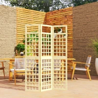 Outsunny 3-Panel Garden Privacy Screen, Freestanding Foldable Wooden Outdoor Divider/Trellis, Decorative Privacy Screen for Garden Patio, 120 x 170 cm, Natural Wood Finish(m-10)