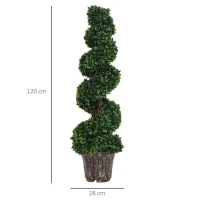 Outsunny Set 2 Plante Artificiale de Buxus în Formă de Spirală pentru Interior și Exterior cu Ghiveci, Ø32x120 cm, Verde(m-3)