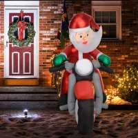 Outsunny Weihnachtsmann auf Motorrad, Gartendeko, LEDs, aufblasbar, wetterfest, 180 x 95 x 170 cm(m-10)