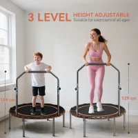 SPORTNOW 40" Foldable Fitness Trampoline Rebounder with Handle, Orange(m-4)