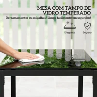 Outsunny Conjunto de Móveis de Exterior de 3 Peças em Vime PE com Cadeiras Mesa de Vidro Temperado e Almofadas Marrom e Creme(m-8)