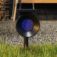 Outsunny Set 2 Luci da Giardino Solari RGB con 2 Modalità di Illuminazione, in PP e PC, 10.6x15x38 cm, Nero(m-9)