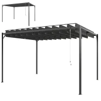 Outsunny Pérgola de Jardín 3x4 m con Protección UPF 50+ Gazebo con Techo Ajustable Estructura de Metal para Exterior Gris Oscuro(m-11)